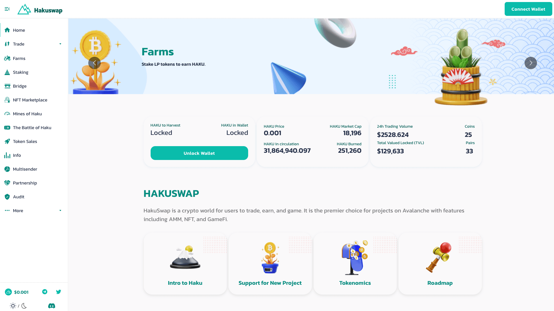 Hakuswap user interface