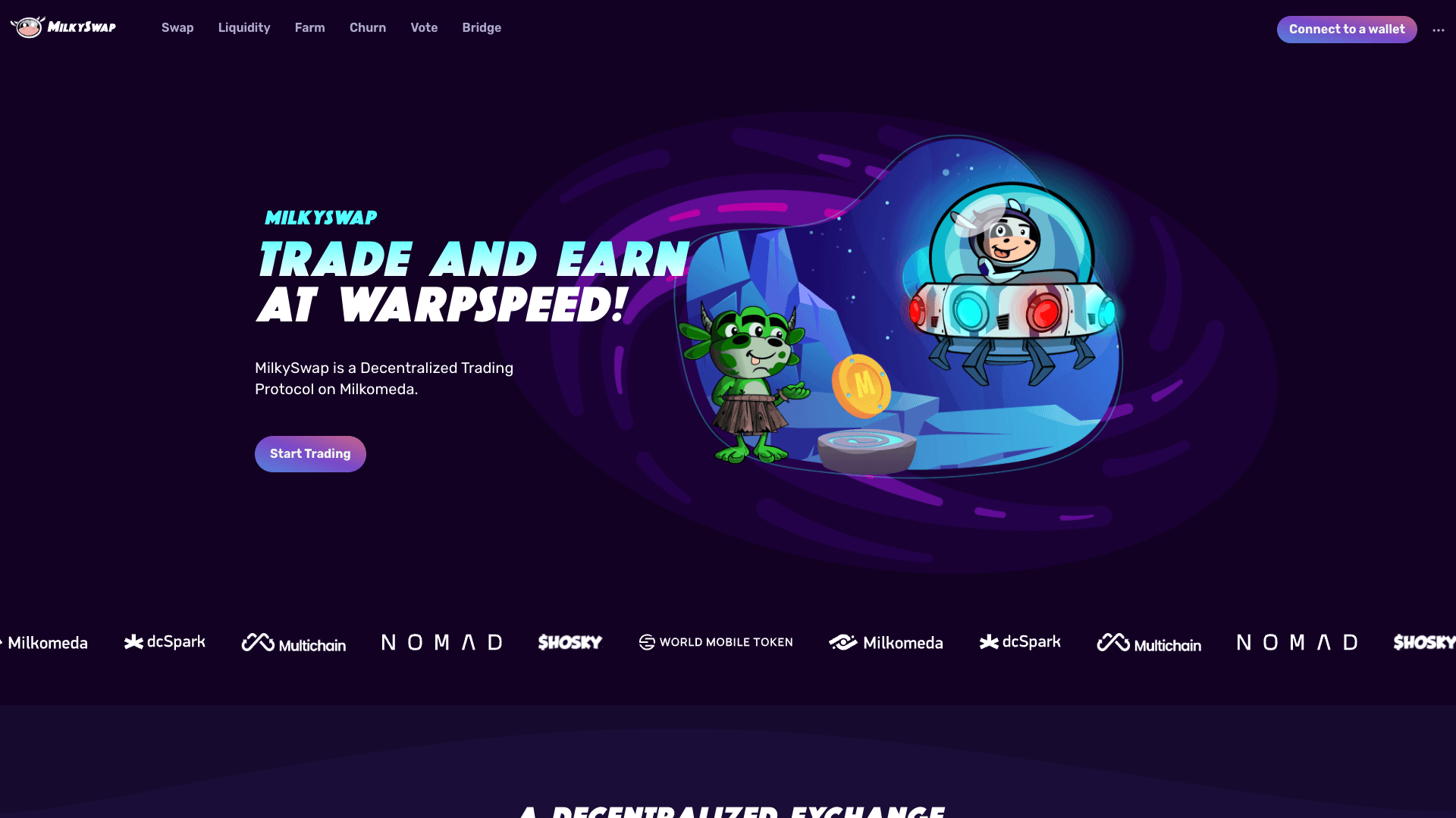 Milkyswap Farm user interface
