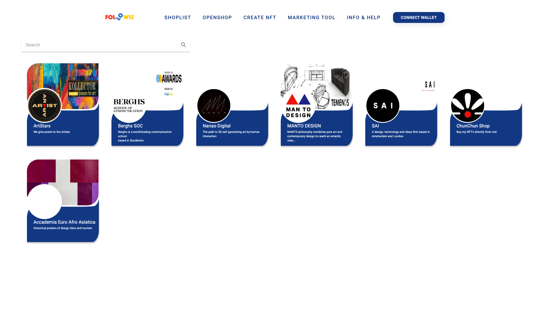 NFT Shop user interface