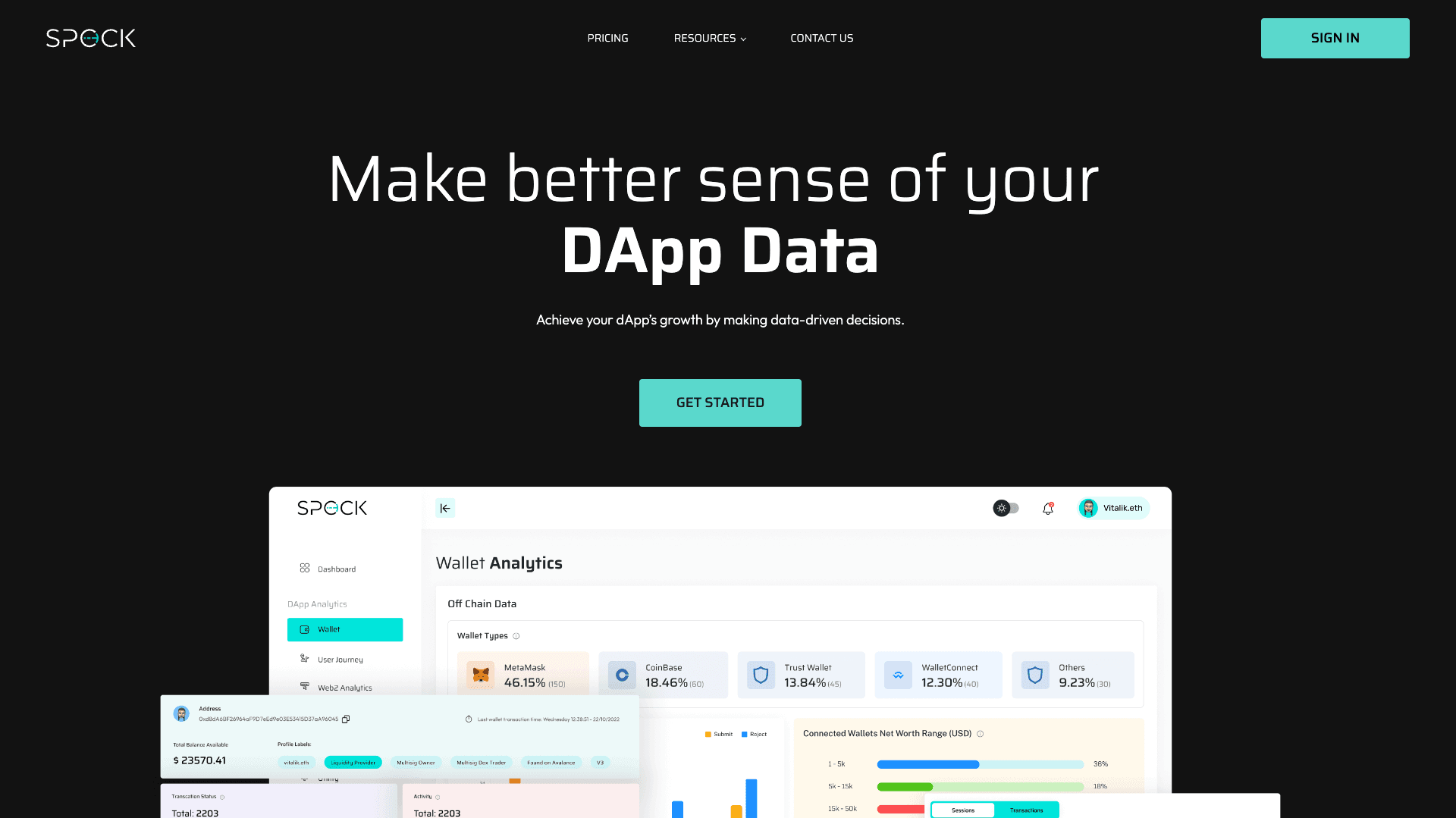Spock Analytics user interface