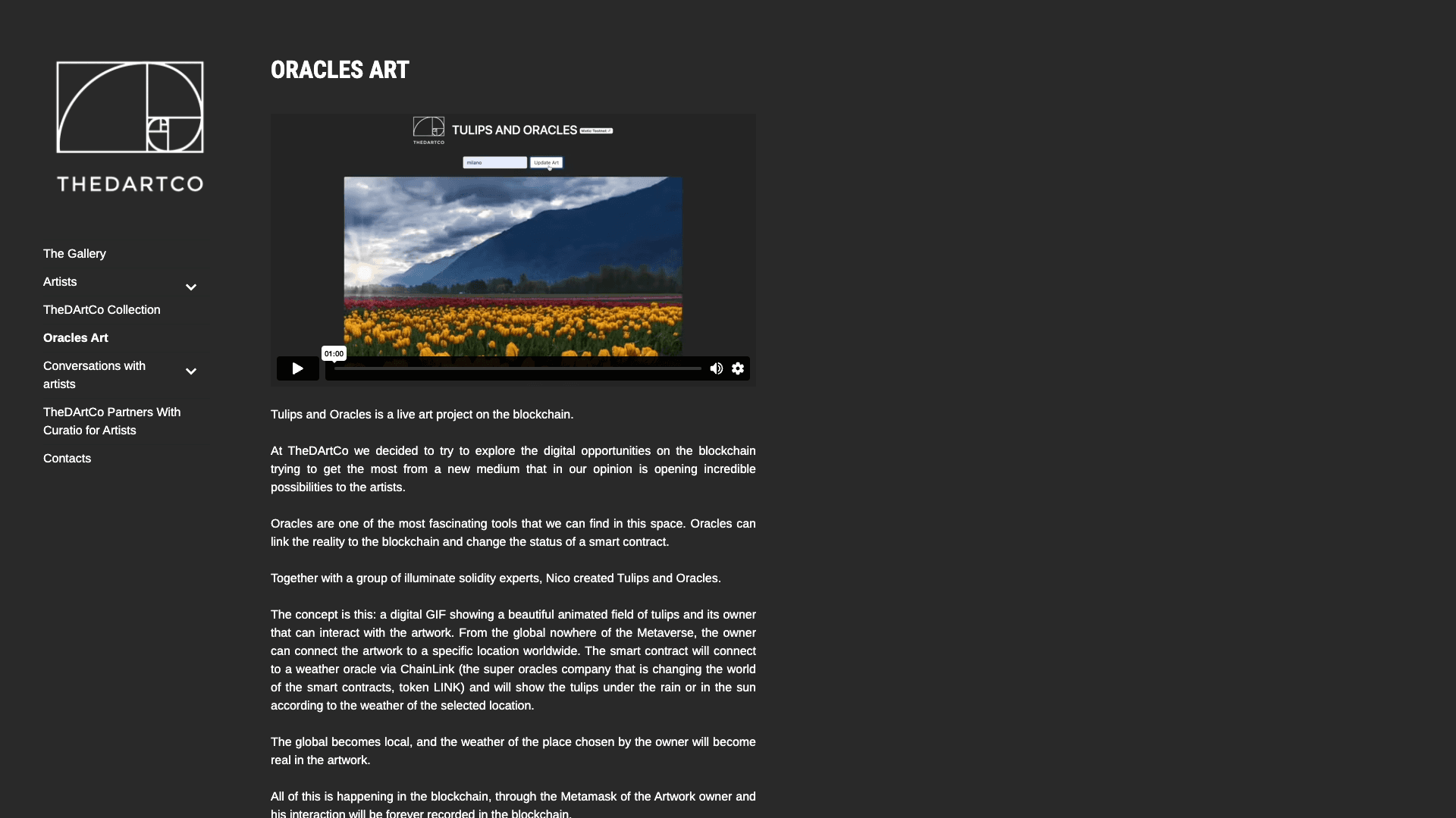 Tulips and Oracle NFT user interface