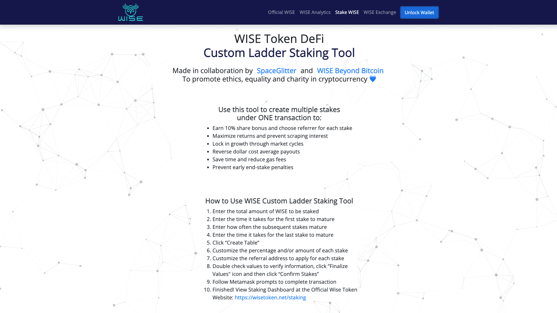Wise Beyond Bitcoin user interface