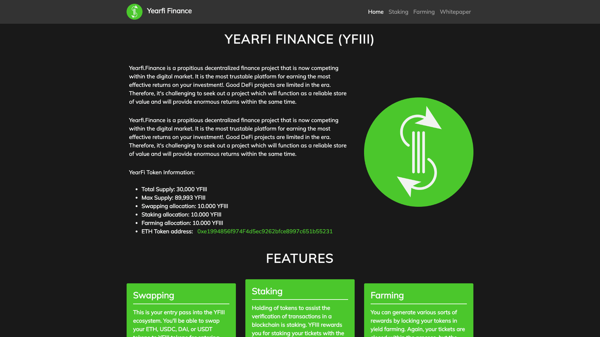 Yearfi Finance user interface